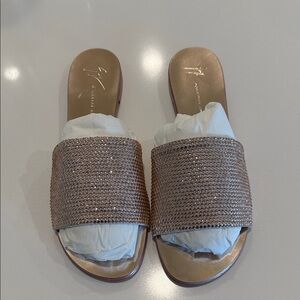 Giuseppe Zanotti Shimmerin pink gold sandal size 10 1/2 crystals